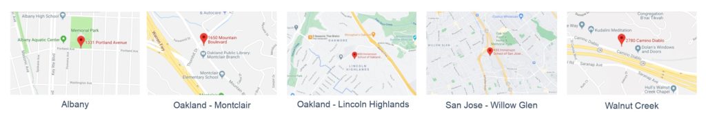 KSS Preschool Locations Map - Albany, Oakland, San Jose and Walnut Creek CA